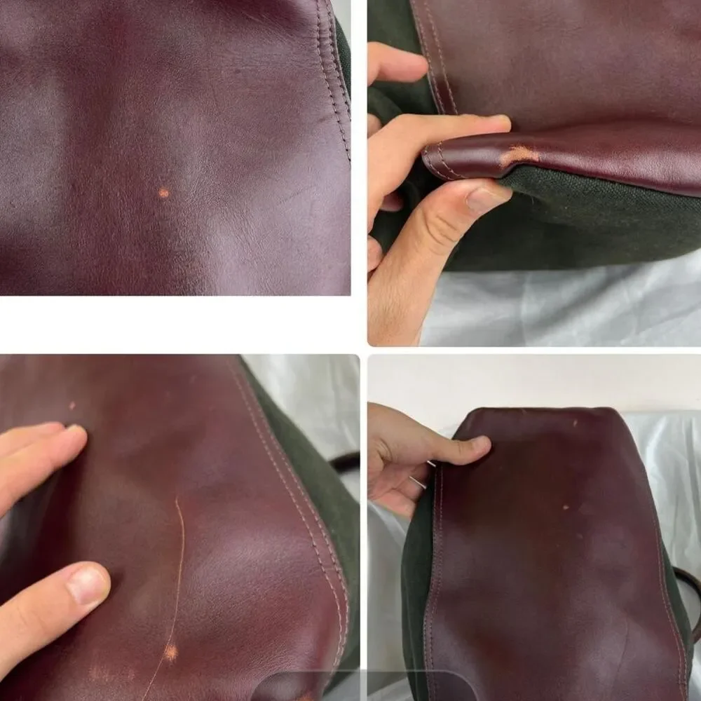 Orvis Not Ordinary 2017 Bag Green Canvas Tote Bag With Burgundy Leather